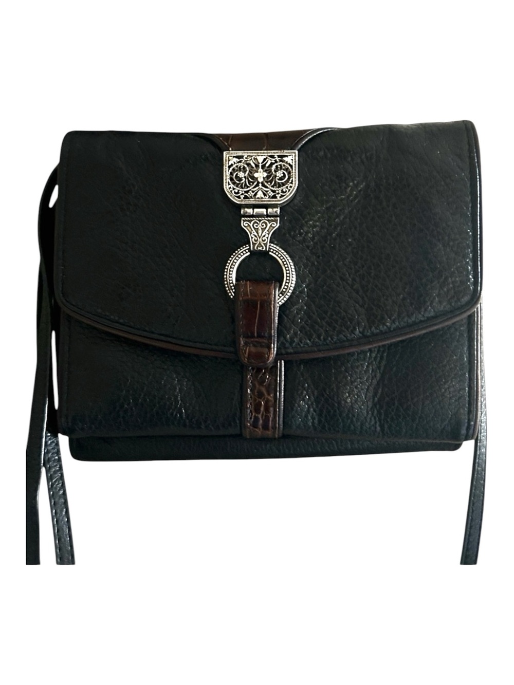 Brighton Nepal Pebbled Leather Croco-Embossed Crossbody Organizer - Picture 3 of 17